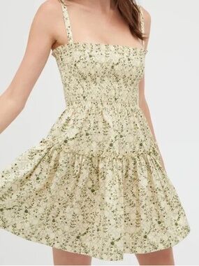 Hill House Seraphina Mini Nap Dress in Yellow Basketweave Vine, XS